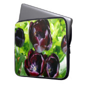 Vintages holländisches Lila Green Black Tulips Fot Laptopschutzhülle (Vorderseite Links)