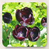 Vintages holländisches Lila Green Black Tulips Fot Untersetzer (Vorderseite)