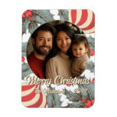 Vintages Holly Christmas Foto Magnet (Vertikal)