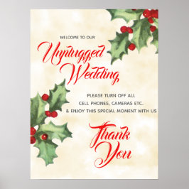 Vintages Holly Unplugged Wedding Sign Poster