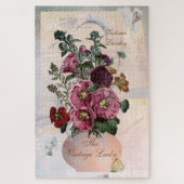 Vintages Hollyhock in Letters Collage Puzzle (Vertikal)