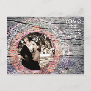 Vintages Holz - Custom Save the Date - Coral+Fushi Ankündigungspostkarte