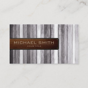 Vintages Holz Eleganter Lederlook Visitenkarte