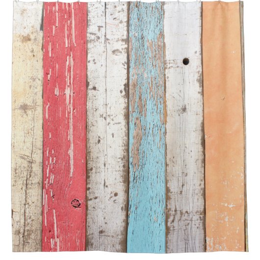 Vintages Holz: mehrfarbige Cracked Texture. Duschvorhang (Vorderseite)