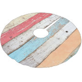 Vintages Holz: mehrfarbige Cracked Texture. Polyester Weihnachtsbaumdecke (Schrägansicht)