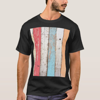 Vintages Holz: mehrfarbige Cracked Texture. T-Shirt