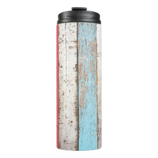 Vintages Holz: mehrfarbige Cracked Texture. Thermosbecher (Vorderseite)