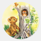 Vintages Holz niedlicher Aufkleber für Tiere (Vorderseite)