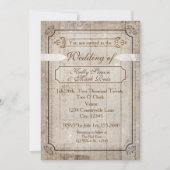 Vintages Holz Rustikales Land Hochzeit Einladung (Vorderseite)