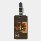 Vintages Holz Tiki & Torch Aloha Hawaiian Gepäckanhänger (Vorderseite vertikal)