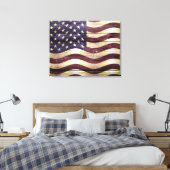 Vintages Holz unter amerikanischer Flagge Leinwanddruck (Insitu (Schlafzimmer))