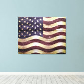 Vintages Holz unter amerikanischer Flagge Leinwanddruck (Insitu (Holzboden))