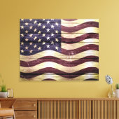 Vintages Holz unter amerikanischer Flagge Leinwanddruck (Insitu (Wohnzimmer))