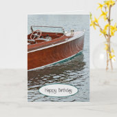 Vintages Holzboot Geburtstag Karte (Gelbe Blume)