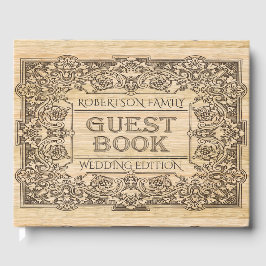 Vintages Holzburnt-Gästebuch Gästebuch