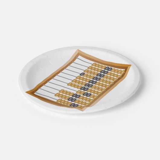 Vintages hölzernes Abacus-Klassikwerkzeug Pappteller (Schrägansicht)