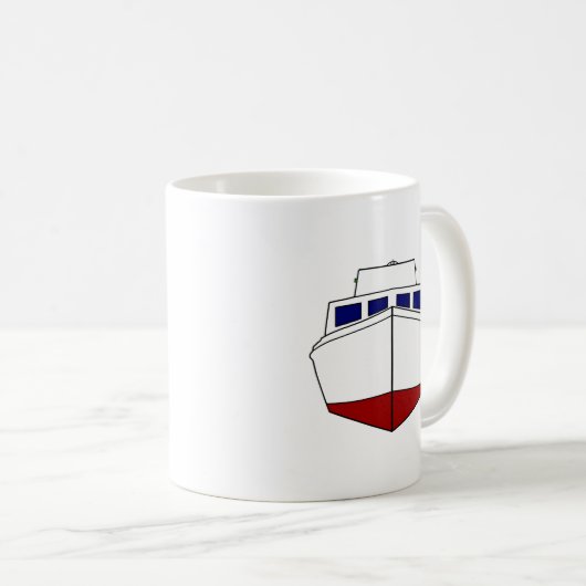 Vintages hölzernes Fischerboot - Kajütboot Kaffeetasse (VorderseiteRechts)