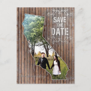 Vintages hölzernes Kalifornien Save the Date Ankündigungspostkarte