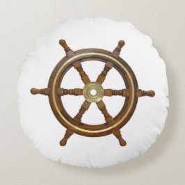 Vintages hölzernes Schiffs-Rad Rundes Kissen