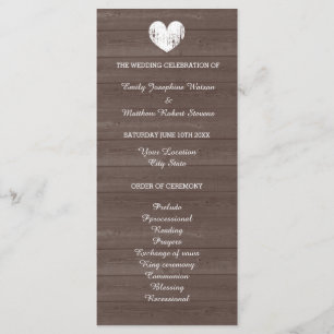 Vintages Holzkornholz-Country-Hochzeitsprogramm Programm