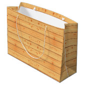 Vintages Holzmuster - Rustikale Baumplanke Textur Große Geschenktüte (Rückseite Schrägansicht)