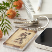 Vintages Holzschachbrett, Schachspielgeschenk Schlüsselanhänger (Vorderseite rechts)