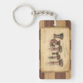 Vintages Holzschachbrett, Schachspielgeschenk Schlüsselanhänger
