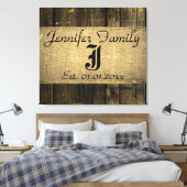 Vintages Holzschauen Rustikales Brett Monogramm Leinwanddruck (Insitu (Schlafzimmer))