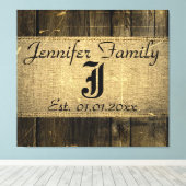 Vintages Holzschauen Rustikales Brett Monogramm Leinwanddruck (Insitu (Holzboden))