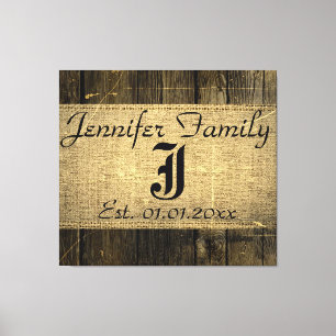 Vintages Holzschauen Rustikales Brett Monogramm Leinwanddruck