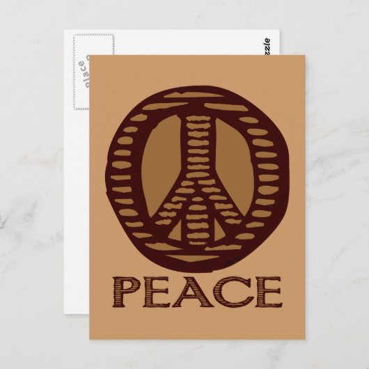 Vintages Holzschnitt-Friedenszeichen Postkarte (Vorne/Hinten)