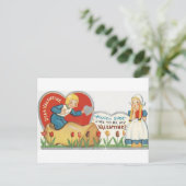 Vintages Holzschuh Valentine Feiertagspostkarte (Stehend Vorderseite)