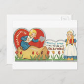 Vintages Holzschuh Valentine Feiertagspostkarte (Vorne/Hinten)