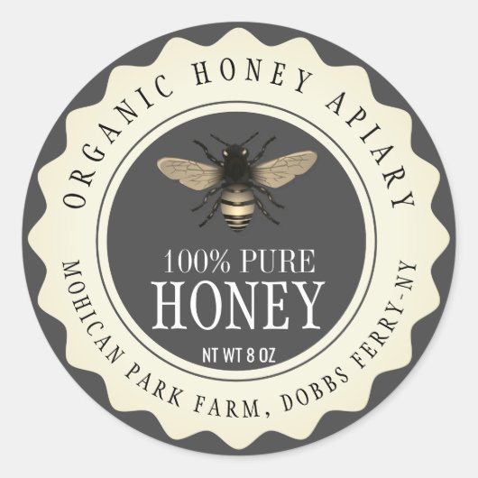 Vintages Honey Jar Custom Label Runder Aufkleber (Vorderseite)