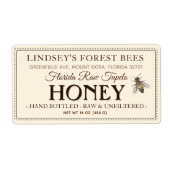 Vintages Honigeetikett Handflasche mit Roh Shift (Vorne)