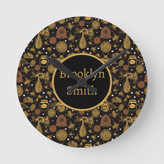 Vintages Honigwabenkraut-Kinderzimmer Runde Wanduhr (Vorderseite)