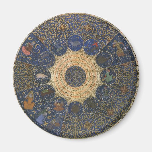 Vintages Horoskop, antik-islamischer Zodiak Magnet (Vorne)