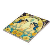 Vintages Horoskop-Zeichen Gemini Twins Celestial Fliese (Seite)