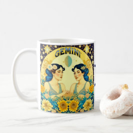 Vintages Horoskop-Zeichen Gemini Twins Celestial Kaffeetasse