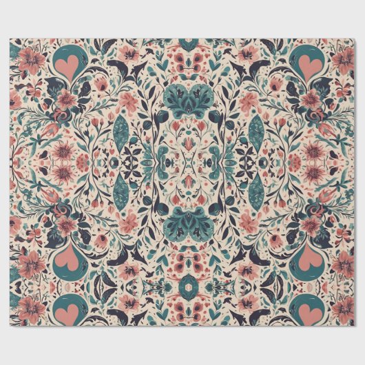 Vintages Hörpapier blühend Geschenkpapier (Flach)