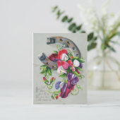 Vintages Horseshoe und Blume Postkarte (Stehend Vorderseite)