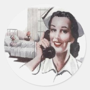 Vintages Hospital Ward Nury telefonisch Runder Aufkleber
