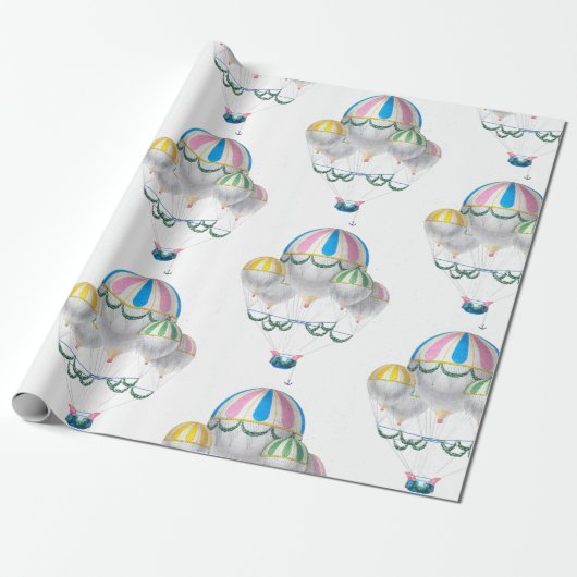 Vintages Hot Air Ballon Girl's Wrapping Paper Geschenkpapier (Ungerollt)