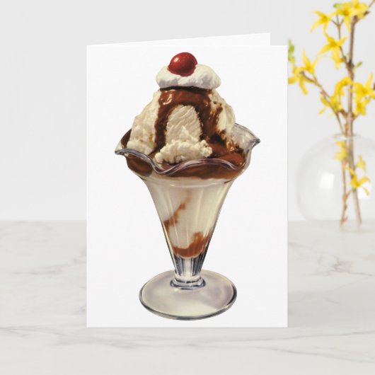 Vintages Hot Fudge Ice Karte (Gelbe Blume)