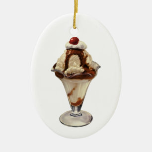 Vintages Hot Fudge Ice Keramik Ornament