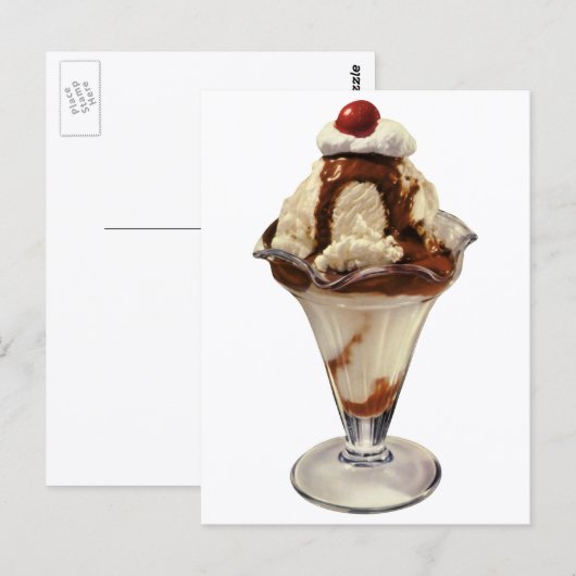 Vintages Hot Fudge Ice Postkarte (Vorne/Hinten)