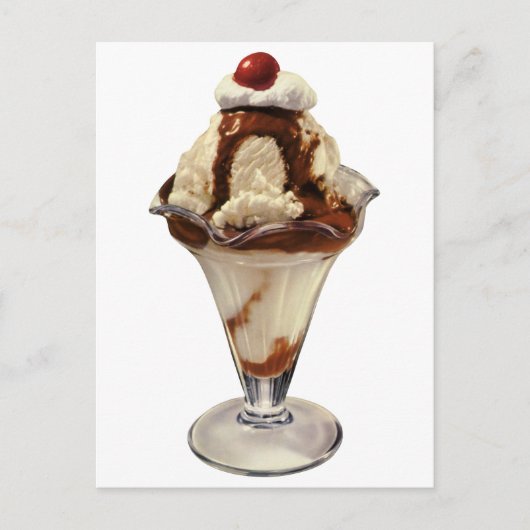 Vintages Hot Fudge Ice Postkarte (Vorderseite)