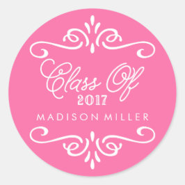 Vintages Hot Pink | Aufkleber für Abschluss