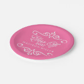 Vintages Hot Pink | Graduierungspartei Pappteller (Schrägansicht)