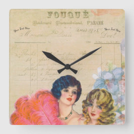 Vintages Hotel De France Fouque Elegante Ladys Quadratische Wanduhr